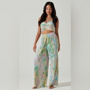 Astr the Label Savine Ruched Tie Dye Pants and Top